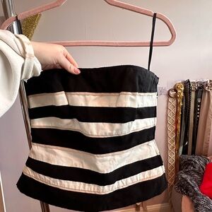 Elegant Black and Cream Striped Top